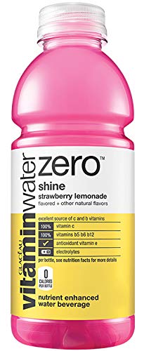 Vitamin Water Zero, Strawberry Lemonade - Shine, 20oz Bottle (Pack of 6, Total of 120 Oz)