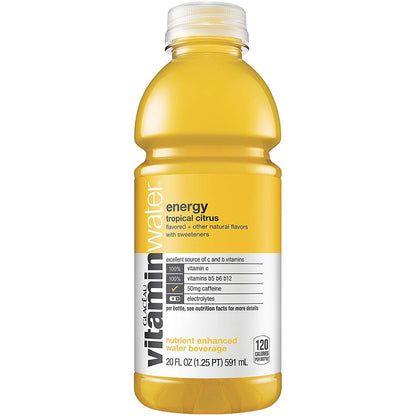 Vitamin Water Energy Tropical Citrus - Shine, 20 Oz Bottle (Pack of 6, Total of 120 Oz)