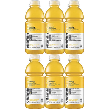 Vitamin Water Energy Tropical Citrus - Shine, 20 Oz Bottle (Pack of 6, Total of 120 Oz)