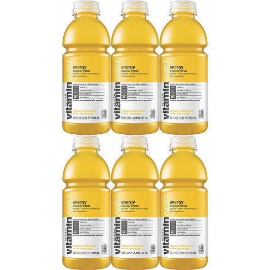 Vitamin Water Energy Tropical Citrus - Shine, 20 Oz Bottle (Pack of 6, Total of 120 Oz)