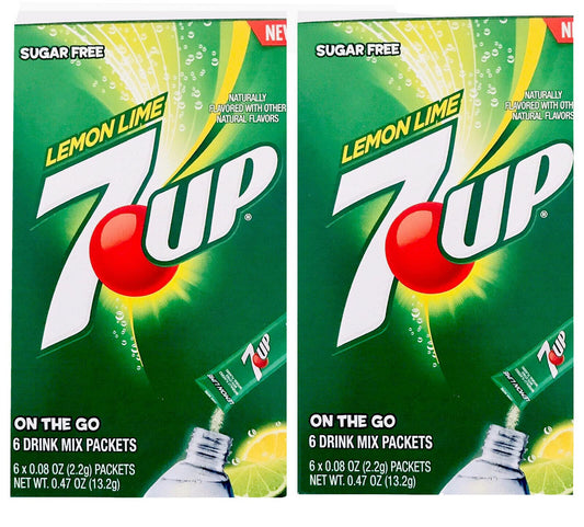 7/ UP SUGAR FREE LEMONLIME ON THE GO 6 DRINK MIX PACKETS ( 2 BOXES )