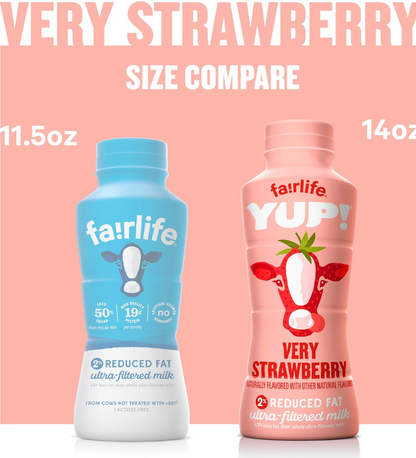 fairlife YUP! Low Fat, Ultra-Filtered Milk, Very Strawberry Flavor, All Natural Flavors, 14 Fl Oz (Pack of 12)